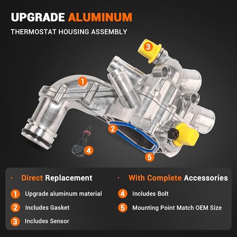 Aluminum Thermostat Housing Compatible with 2007-2013 Mini Cooper 1.6L 2011-2013 Mini Cooper Countryman 1.6L Replace# 11537534521 11538699290 902-812 in Saudi Arabia