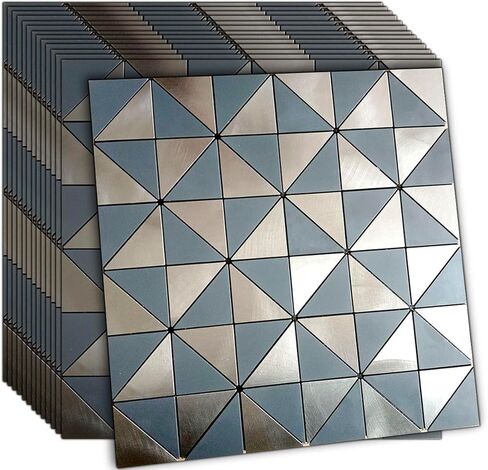 Weimeisc 14 Sheets Small Triangle Peel and Stick Backsplash Tile for Kitchen, Self-Adhesive Mosaic Tile, Stick on Bathroom Vanities，Fireplace Décor, Laundry Table (Grey) in Saudi Arabia