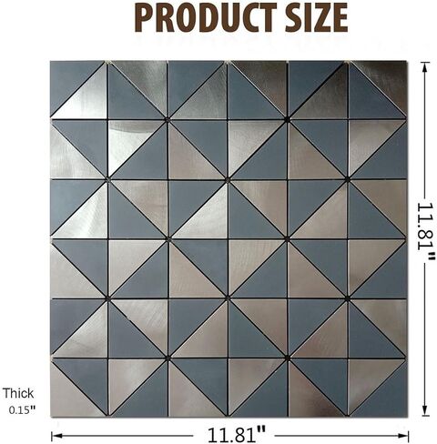Weimeisc 14 Sheets Small Triangle Peel and Stick Backsplash Tile for Kitchen, Self-Adhesive Mosaic Tile, Stick on Bathroom Vanities，Fireplace Décor, Laundry Table (Grey) in Saudi Arabia