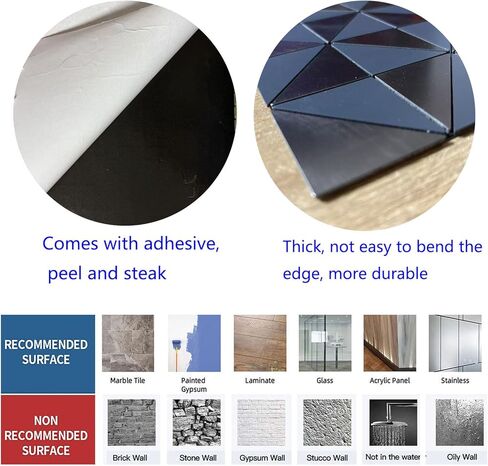 Weimeisc 14 Sheets Small Triangle Peel and Stick Backsplash Tile for Kitchen, Self-Adhesive Mosaic Tile, Stick on Bathroom Vanities，Fireplace Décor, Laundry Table (Grey) in Saudi Arabia
