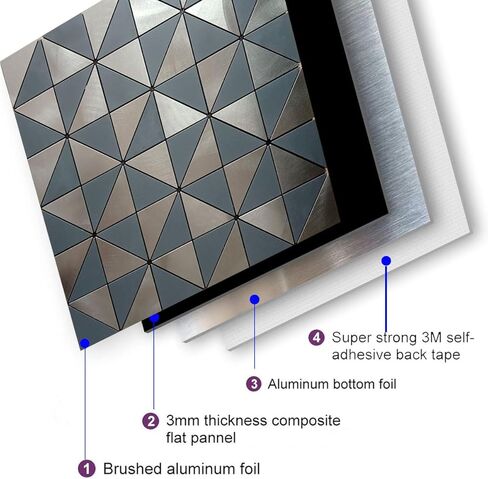 Weimeisc 14 Sheets Small Triangle Peel and Stick Backsplash Tile for Kitchen, Self-Adhesive Mosaic Tile, Stick on Bathroom Vanities，Fireplace Décor, Laundry Table (Grey) in Saudi Arabia