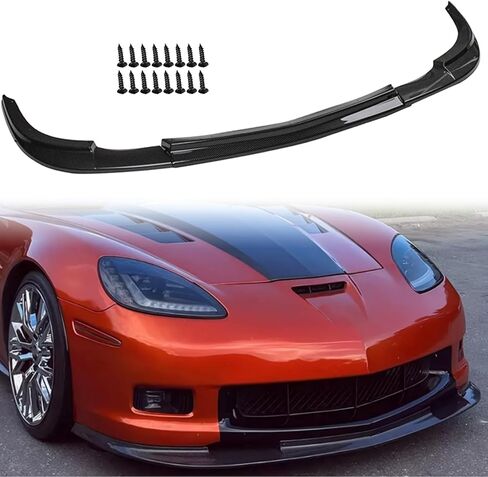 الشفة الأمامية المصد مناسبة لـ 2006-2013 تشيفي كورفيت C6 Z06 جراند سبورت ZR1 ستايل أسود لامع إكسسوارات الذقن الفاصل المفسد الناشر تقليم طقم الجسم in Kuwait