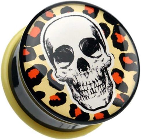 Leopard Skull Single Flared Ear Gauge Plug in Saudi Arabia