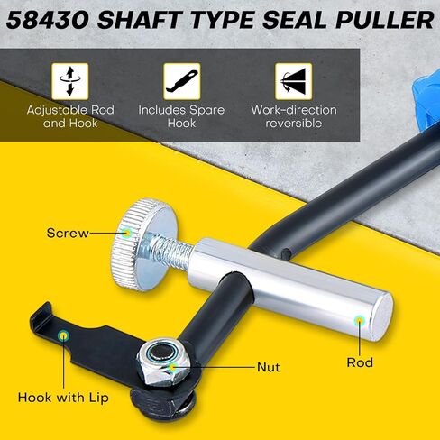 58430 Shaft Type Seal Puller | Universal Seal Puller, Camshaft & Crankshaft Oil Seal Removal Tool, Seal Puller Tool, Blind Seal Extractor for Automotive and Motorcycle Engine Repair in Kuwait
