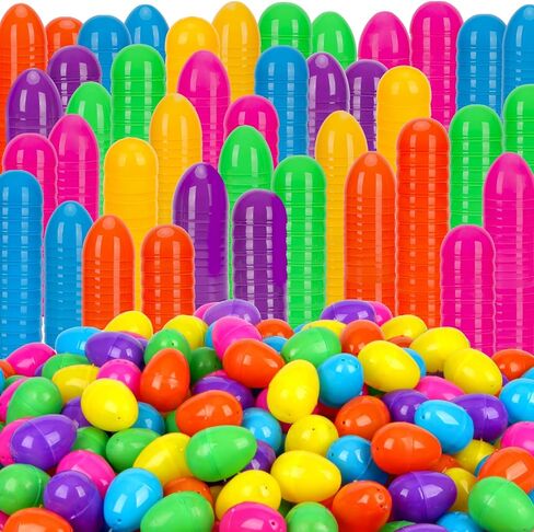 YEAHBEER 144 Plastic Easter Eggs & 6 Golden Eggs - 2 3/8" - Easter Theme Party Favor - Easter Eggs Hunt Basket Stuffers Filler (150 Pack) in Saudi Arabia