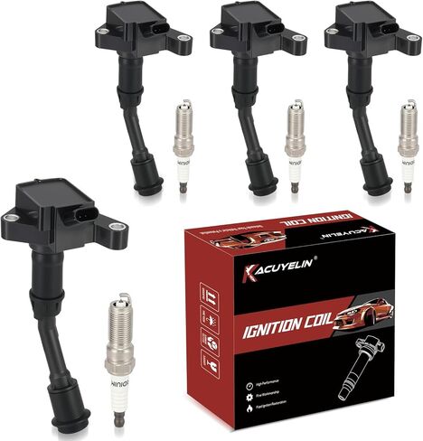 UF735 Ignition Coil Pack and Iridium-Platinum Spark Plugs Set of 4 Compatible with Ford Escape Fusion 2014-2020 1.5L Replaces# DG554, C880 in Kuwait
