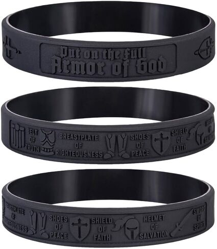 Sainstone ARMOR OF GOD EPHESIANS 6:11 EPHESIANS 6:13 EPHESIANS 6:14-17 Inspirational Bible Verses Silicone Bracelets - Let Faith Bigger Than Fear, Religious Wristbands Gifts for Men Women in Saudi Arabia