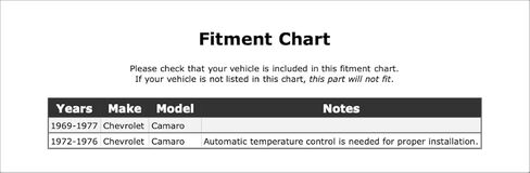 مرحل تأخير درجة الحرارة HVAC متوافق مع شيفروليه كامارو 1977 1976 1975 1974 1973 1972 1971 1970 1969 P-3887153 in Kuwait