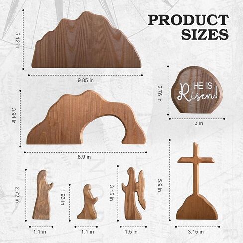 The Empty Tomb Easter Scene, Christian Cross Decorations, Wooden Nativity Set, Decorations Religious Jesus Tomb Easter Kit Display for Home, Tabletop, Office, Gift in Saudi Arabia
