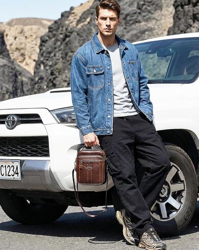 Premium Leather Men's Crossbody -Organized Storage & Durable,Stylish for Daily Carry in Kuwait