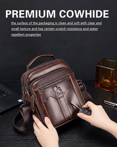Premium Leather Men's Crossbody -Organized Storage & Durable,Stylish for Daily Carry in Kuwait