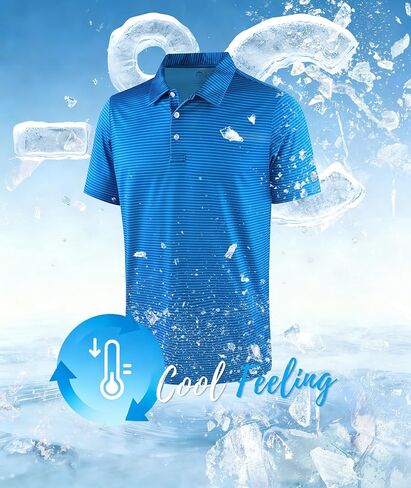 ZITY 3 Pack Golf Shirts for Men Short Sleeve UPF 50+ Performance Moisture Wicking Casual Striped Collared Polo Shirts in Kuwait
