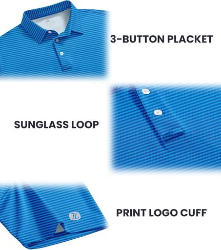 ZITY 3 Pack Golf Shirts for Men Short Sleeve UPF 50+ Performance Moisture Wicking Casual Striped Collared Polo Shirts in Kuwait
