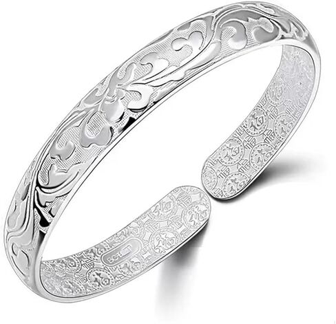 925 Sterling Silver Adjustable Cuff Bangle – Minimalist Open Bracelet Jewelry for Women | Mothers Day Valentine Gifts in Saudi Arabia