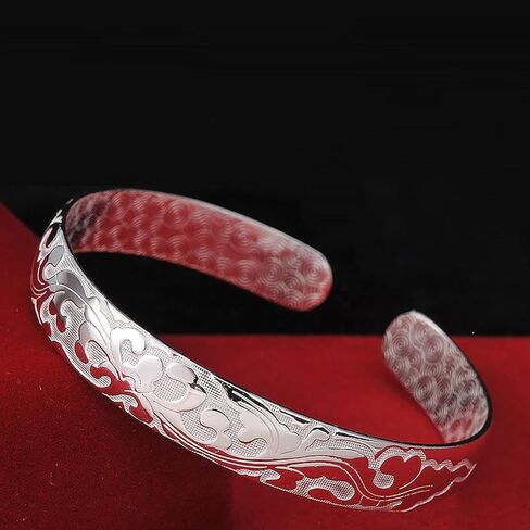 925 Sterling Silver Adjustable Cuff Bangle – Minimalist Open Bracelet Jewelry for Women | Mothers Day Valentine Gifts in Saudi Arabia