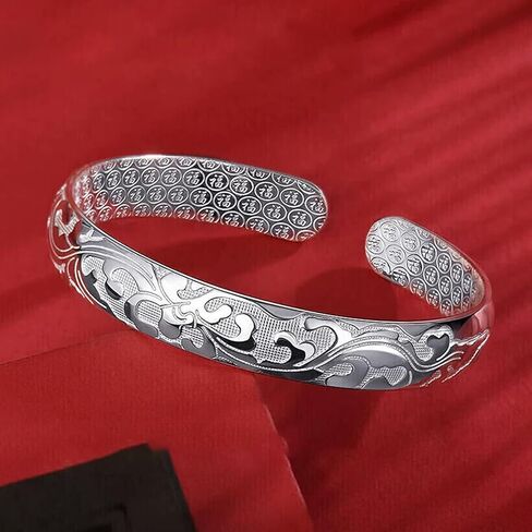 925 Sterling Silver Adjustable Cuff Bangle – Minimalist Open Bracelet Jewelry for Women | Mothers Day Valentine Gifts in Saudi Arabia