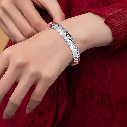 925 Sterling Silver Adjustable Cuff Bangle – Minimalist Open Bracelet Jewelry for Women | Mothers Day Valentine Gifts in Saudi Arabia