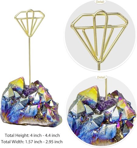 Nupuyai Rainbow Aura Titanium Coated Crystal Cluster Memo Holder Stand, Office Desktop Table Card Memo Wedding Photo Clip Holder, Star Shaped in Saudi Arabia