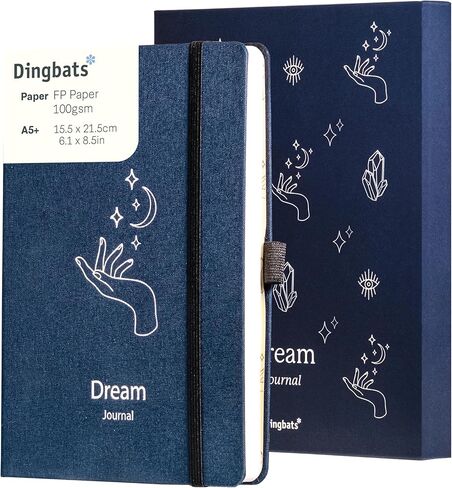 Dingbats* Dream Journal - مذكرات الأحلام الموجهة للتسجيل والتأمل في الأحلام والرموز والرؤى - دفتر يوميات من الورق السميك ذو غلاف مقوى مع إغلاق مرن وحلقة قلم وجيب in Kuwait