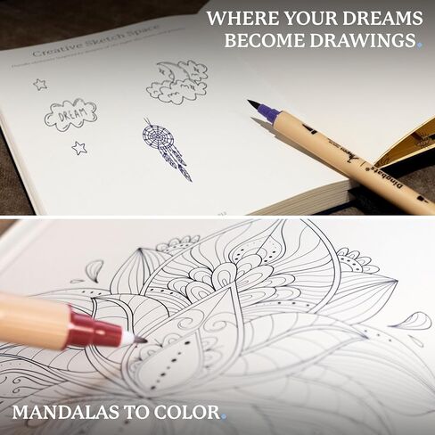 Dingbats* Dream Journal - مذكرات الأحلام الموجهة للتسجيل والتأمل في الأحلام والرموز والرؤى - دفتر يوميات من الورق السميك ذو غلاف مقوى مع إغلاق مرن وحلقة قلم وجيب in Kuwait