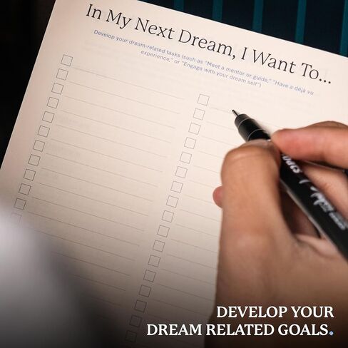 Dingbats* Dream Journal - مذكرات الأحلام الموجهة للتسجيل والتأمل في الأحلام والرموز والرؤى - دفتر يوميات من الورق السميك ذو غلاف مقوى مع إغلاق مرن وحلقة قلم وجيب in Kuwait