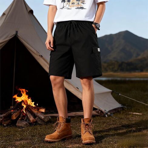 Men’s Cargo Shorts with Multi-Pockets Adjustable Drawstring Waist Lightweight Breathable Fabric in Saudi Arabia