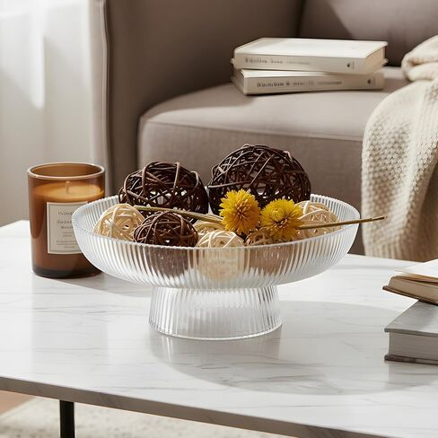 وعاء فواكه زجاجي كبير لطاولة المطبخ لتزيين طاولة المطبخ، مضلع شفاف in Kuwait