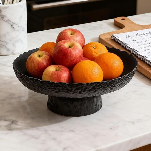 Large Glass Fruit Bowl for Kitchen Counter Decorative Centerpiece Bowl for Table Home Déco, Clear Ribbed in Saudi Arabia