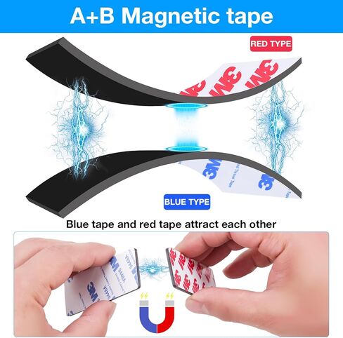 شريط مغناطيسي لاصق مزدوج A+B، مقطوع مسبقًا (3 × 1 × 24 حزمة/ 12 زوجًا) شرائط مغناطيسية مرنة من AB لأعمال الإغلاق التي يمكنك صنعها بنفسك، مغناطيس مناسب للاستخدام in Kuwait