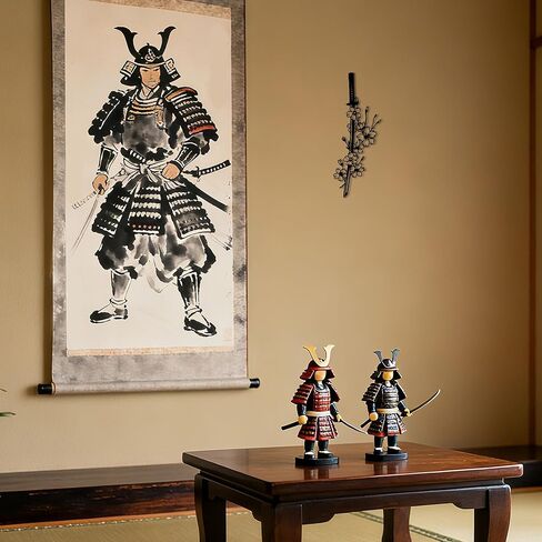 Japanese Wall Art - Samurai Decor with Katana and Cherry Blossom Design, Metal Asian Wall Art for Anime Room Decor and Japanese Themed Interior Design (15.7x6Inch) in Saudi Arabia