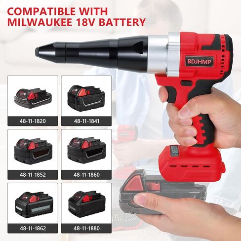 أداة مسدس برشام لاسلكي لبطارية ميلووكي M18 18 فولت (أداة فقط)، مسدس برشام أوتوماتيكي كهربائي بدون فرش، للمسامير 1/8 بوصة، 5/32 بوصة، 3/16 بوصة، للمعادن والبلاستيك والجلود in Kuwait