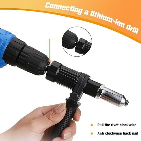3PCS/Set Car Pop Rivet Gun Tool, Vehicle Power Drill Riveting Adapter Kit, Automotive Cordless Electric Rivet Hand Tool Attachment Accessories, Universal for Truck SUV RV in Saudi Arabia