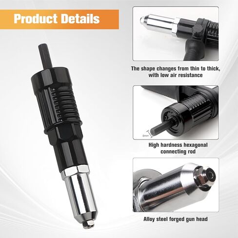 3PCS/Set Car Pop Rivet Gun Tool, Vehicle Power Drill Riveting Adapter Kit, Automotive Cordless Electric Rivet Hand Tool Attachment Accessories, Universal for Truck SUV RV in Saudi Arabia