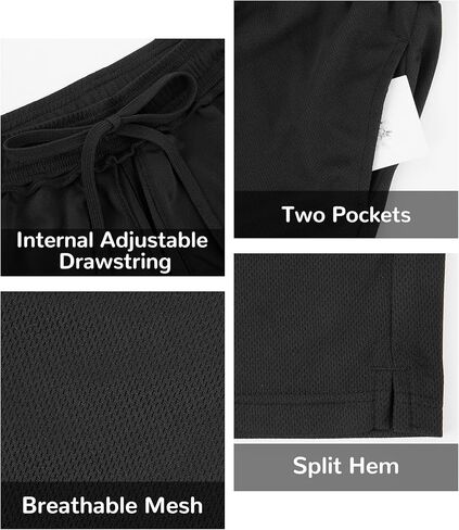 Runhit Boys Basketball Shorts Mesh Pockets Athletic Soccer Shorts for Youth Kids Running Gym PE Tennis Quick Dry Size 6–20 in Kuwait