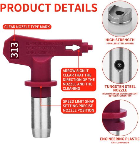 10 Pieces Airless Paint Sprayer Gun Accessory Set Equipped with 2 Extension rods 6 Spray Tips and 2 Nozzle Seats Suitable for Home Renovation .（109, 211, 313, 415, 517, 623） in Kuwait