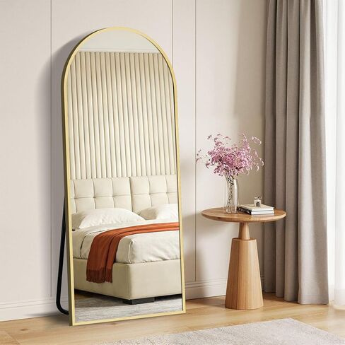 Full Length Mirror 56" x 18", Floor Mirror with Stand, Wall Mounted Hanging Body Mirror, Shatter-Resistant HD Glass with Aluminum Alloy Frame for Bedroom, Living Room, Dressing Area, Black in Kuwait