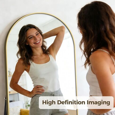 Full Length Mirror 56" x 18", Floor Mirror with Stand, Wall Mounted Hanging Body Mirror, Shatter-Resistant HD Glass with Aluminum Alloy Frame for Bedroom, Living Room, Dressing Area, Black in Kuwait