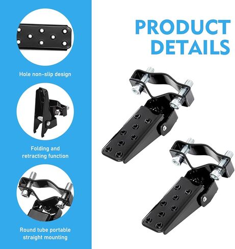 2 PCS Motorcycle Foot Pegs, 90 Degree Foldable Anti-slip Foot Pedal, Universal for Motorcycles Bicycles Dirt Bikes (Black) in Saudi Arabia