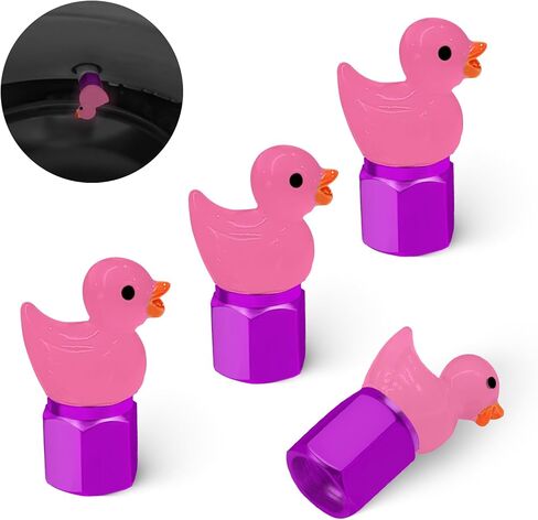 Tire Valve Stem Cap, 4 pcs Glow-in-The-Dark Cute Duckling Tire Valve Cap, Universal for Cars, Motorcycles, Trucks, and Bicycles (Black) in Saudi Arabia