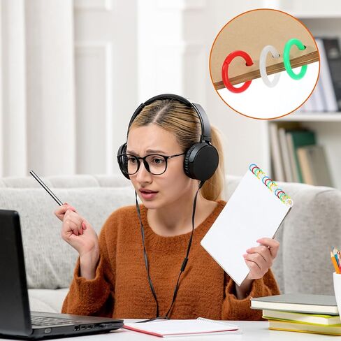200 قطعة من حلقات أوراق الشجر الفضفاضة، حلقات ورق دفتر ملاحظات بلاستيكية ملونة مقاس 0.8 بوصة حلقات أوراق فضفاضة للمستندات والمفاتيح وبطاقات الفلاش وتنظيم مكتب المعلمين والعمال in Saudi Arabia