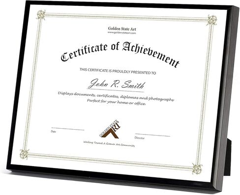 Golden State Art, 8.5x11 Aluminum Frame, Real Glass, Metal Frame for 8.5 by 11 inch Document, Certificate, Diploma. with Easel Stand (Glod, 2 Pack) in Saudi Arabia