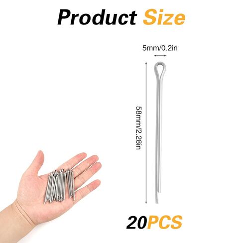 20 حزمة من دبابيس المروحة البحرية كوتر من الفولاذ المقاوم للصدأ طقم دبابيس كوتر للمحركات الخارجية لاستبدال أعمدة دعامة القارب، تتضمن توافق ساحب دبوس كوتر مع معظم الموديلات in Kuwait