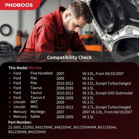 مجموعة رف وترس التوجيه الهيدروليكي من PHOBOOS متوافقة مع Ford Taurus 2008-2012، Taurus X 2008-2009، Flex، Five Hundred & Lincoln MKS، MKT & Mercury Montego، Sable، Direct Fit، Ref. 222003 in Kuwait