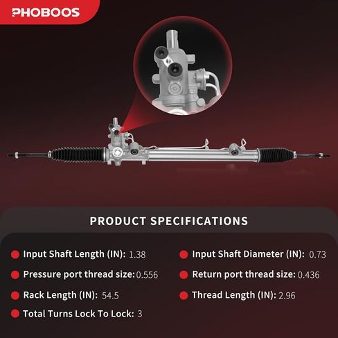 مجموعة رف وترس التوجيه الهيدروليكي من PHOBOOS متوافقة مع Ford Taurus 2008-2012، Taurus X 2008-2009، Flex، Five Hundred & Lincoln MKS، MKT & Mercury Montego، Sable، Direct Fit، Ref. 222003 in Kuwait
