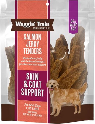 Waggin' Train Salmon Jerky Tenders for Skin & Coat Support for Dogs - 12 oz Pouch - Grain Free, High Protein Dog Treat in Saudi Arabia