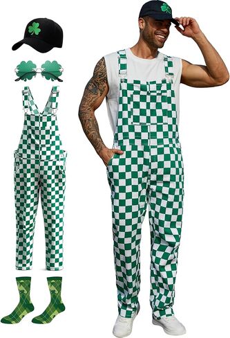 بذلة أيرلندية للرجال لعيد القديس باتريك، نظارات شمسية خضراء، قبعة شامروك، جوارب، 4 قطع ملابس للمهرجانات in Kuwait