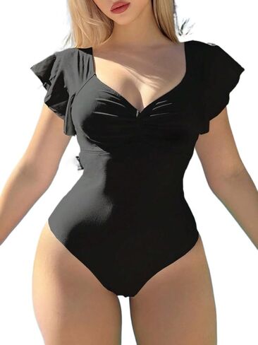 Women's Elegant Casual Monokini Swimsuit - Full Coverage Ruffled One-Piece Swimwear for Beach & Vacation in Saudi Arabia