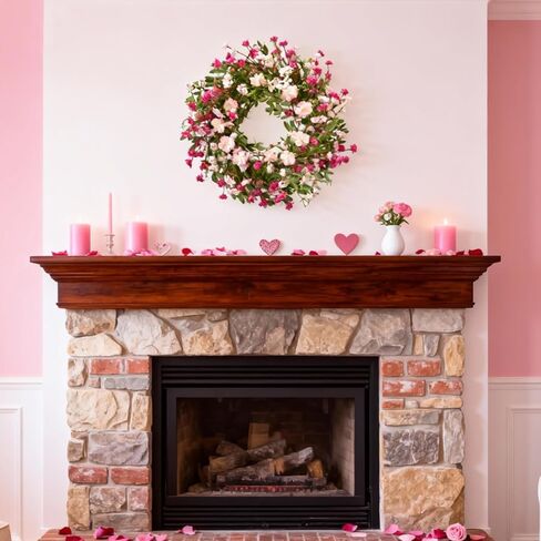 TEMPUS 24 Inch Spring Bloom Wreath for Front Door - Artificial Floral Spring Wreath with Pink Cosmos,Wildflowers,& Cherry Blossom for Farmhouse Indoor/Outdoor Porch Decor in Saudi Arabia