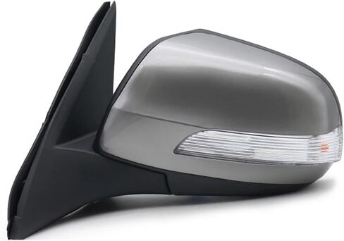غطاء غطاء مرآة جانبية مع ضوء إشارة الانعطاف LED، فضي وأسود، غطاء مرآة جناح باب السيارة مناسب عالميًا in Kuwait