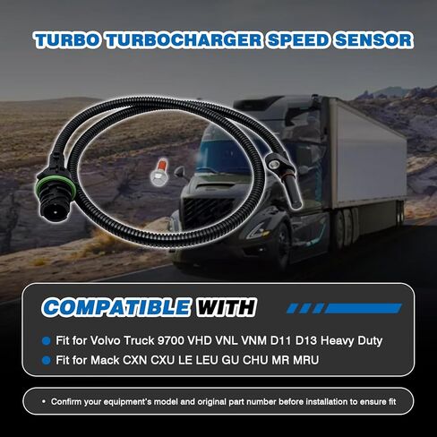 مستشعر سرعة الشاحن التوربيني متوافق مع شاحنة فولفو 9700 VHD VNL VNM D11 D13 شديدة التحمل، Mack CXN CXU LE LEU GU CHU MR MRU استبدال لـ 21508269، 85151481، 85109213 in Saudi Arabia